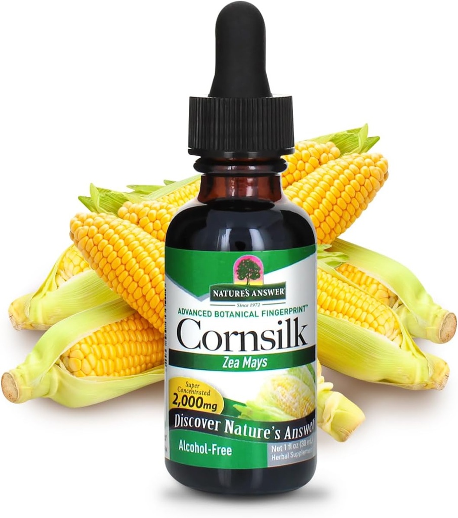 Nature's answer Alkol-Free Cornsilk 2000 mg 1oz Extract | Urinary Tract Support | Natural Diuretic | Gluten-Free, Non-GMO, Vegan | Single Count Count