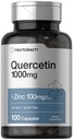 Horbäach Quercetin 1000 mg Capsules | 100 mg çinko | 100 Count | Non-GMO, Gluten Free Supplement | High Potency Formula Formula Formula