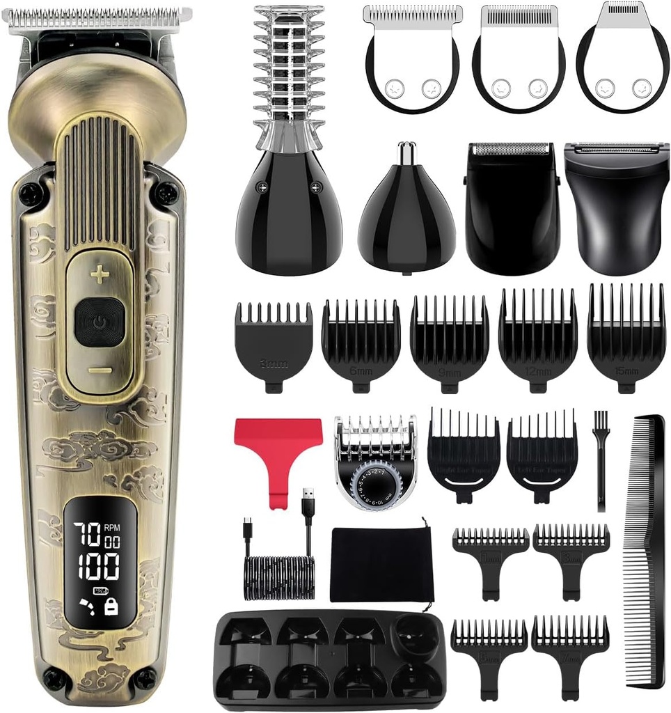 Hatteker Beard Trimmer 1 Atıcı Hızlı Su Saç Filmiper T-Blade Electic Razor Shavers Cordless Mens Hediyesi Yüz Nose Body (Bronze) ile Odaklı Kit