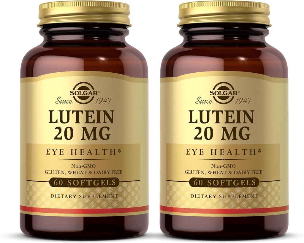 Solgar Lutein 20 mg, 60 Softgels (Pack of 2) - Supports Eye Health - Helps Filter Out Blue Light - Contains FloraGLO Lutein - Non-GMO, Gluten Free, Dairy Free - 120 Toplam Hizmetler