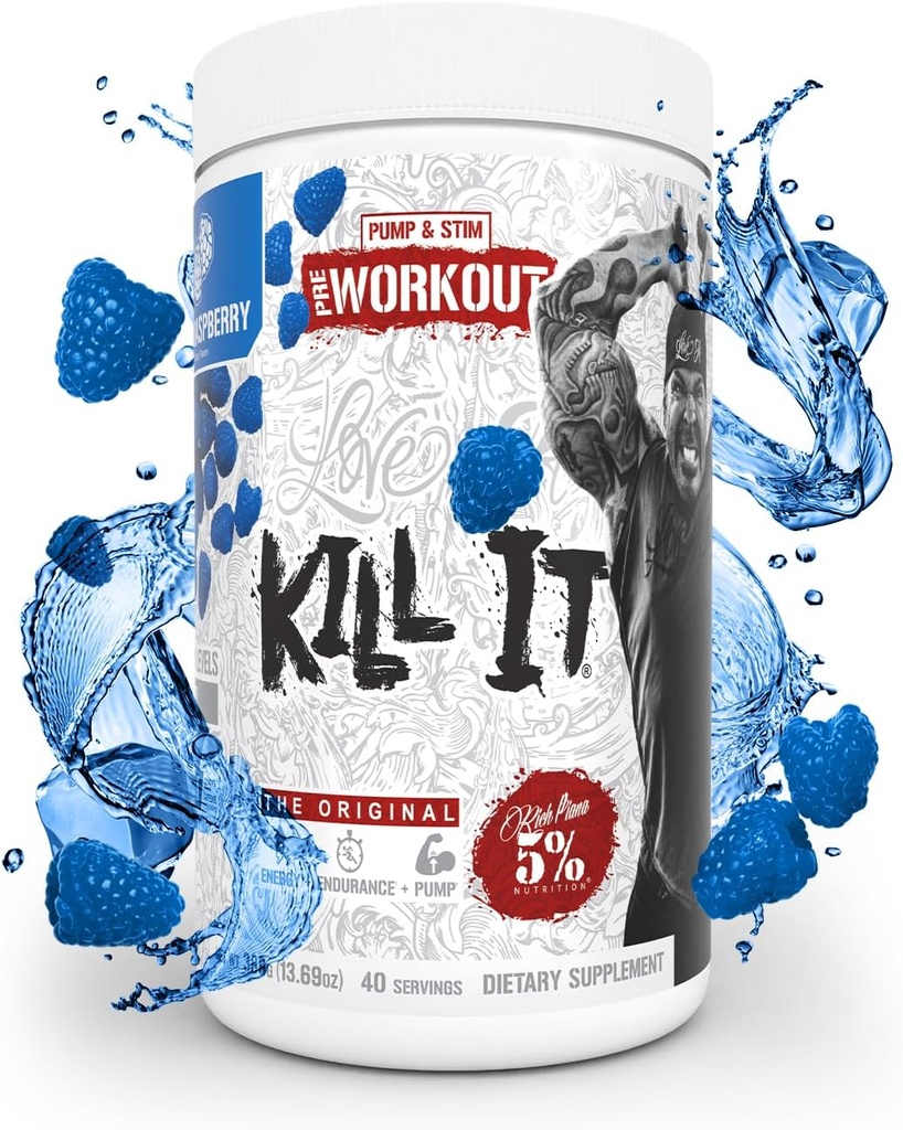 % 5 Beslenme Zengin Piana It Pre Workout Toz w/Creatine, Caffeine, Beta Alanine, Hydroprime Glycerol for Pump, Strength, Endurance | 20/40 Srvgs (40 Hizmet, Blue Raspberry)