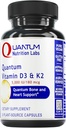 Quantum Nutrition Labs Vitamin D3 and K2 Supplement - Υποστήριξη για την υγεία των οστών και της καρδιάς για γυναίκες & άνδρες, 5000 IU, Vegan Βιταμίνες, Επιτρέπει την απορρόφηση ασβεστίου, χωρίς γλουτένη - 30 Κάψουλες με βάση το φυτό