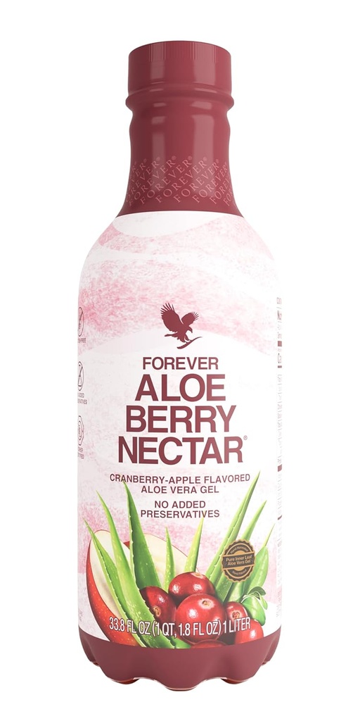 Forever Living - Aloe Berry Nectar, 90.7% Pure Aloe Vera Gel, Cranberries ve Apples ile, NoEDIT Preservatives, 1L (Pack of 1)