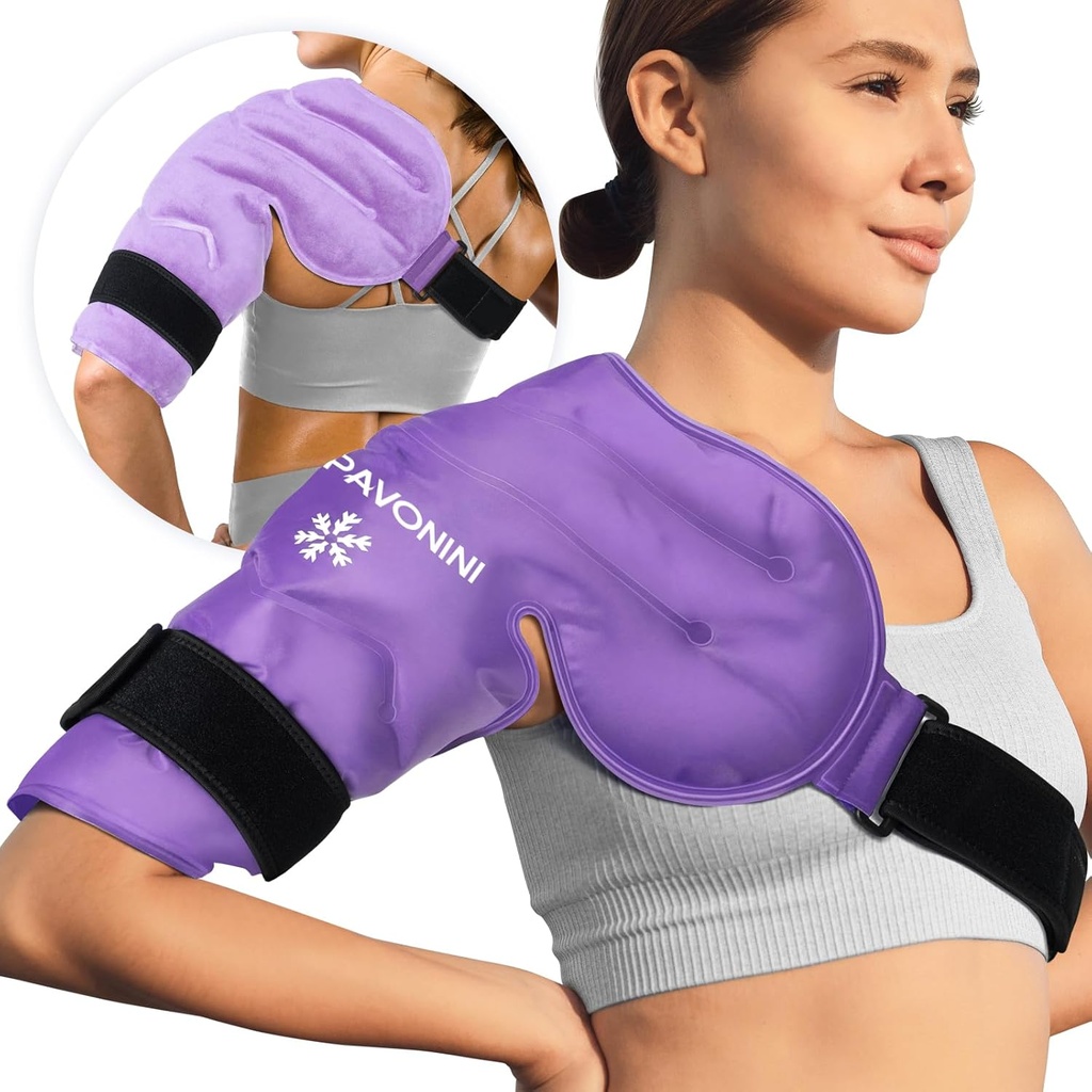 KingPavonini Omuzlu Buz Paketi Rotator Cuff Cold Therapy, Reusable Gel Buz Paketi Injuries, Pain Relief, Swelling, Omuz Cerrahisi, Tendonitis, Bursitis, Mor, Orta Boyut