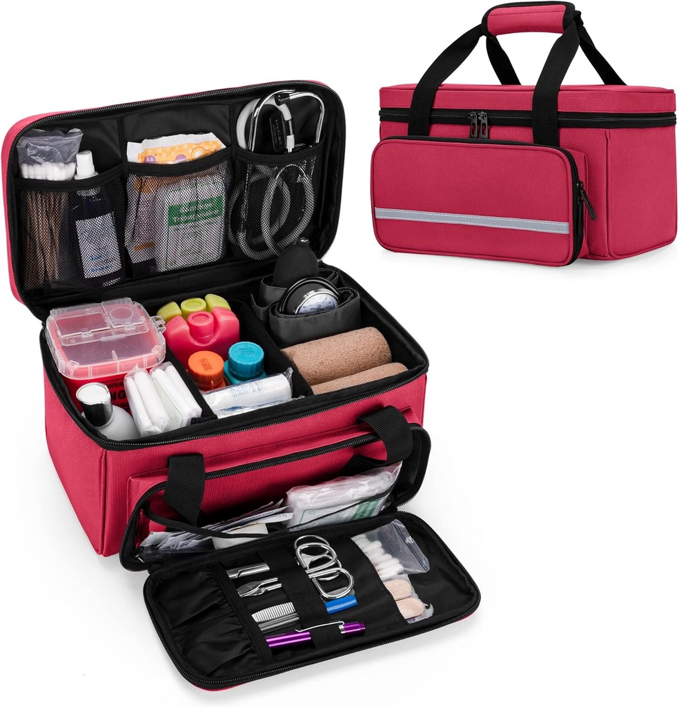 CURM Küçük İlk Yardım Bag Boş, Aile İlk Yardım Kit Vakası, Tıp Depolama Ev Ve Seyahat için Organize Kutu, Red (Patent Pending)