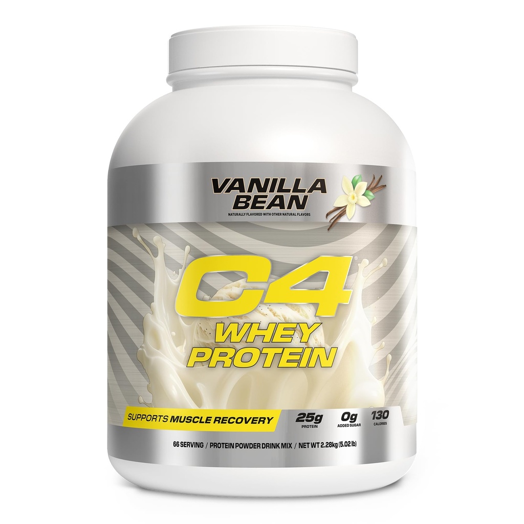 Hücre C4 Whey Protein Toz, Vanilla Bean - 25g Protein, 0g Eklenmiş Şeker, 130 Calories Oda, Destekler Kas Kurtarma, 66 Hizmet, Premium Whey for Post-Workout