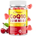 PQ10 Gummies with PQ - 400 MG Coenzyme Q10 Yüksek Potency, Ayurvedic Herbs, Adaptojenik Mushroom Mix & Probiyotiks for Heart, Brain, Energy, Immunity, Cherry Flavor, 60 Vegan Gummies