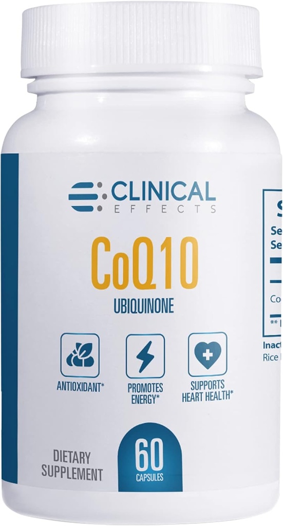 Klinik Etkileri CoQ10 Supplement - Coenzyme Q10 200 mg - 30 Günlük Supply - Ubiquinone Antioksit Health, Cognitive Functions and Energy Support - 1 Capsule a Day - Made in the USA