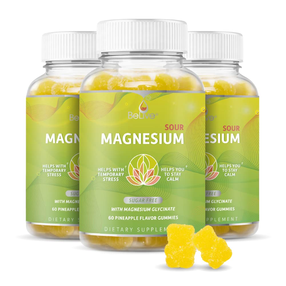 Canlı Magnezyum Gummies 200 mg - 60 Ct | Magnezyum Glycinate Supplements for Relaxation, Stress Relief, and Sleep for Yetişkinler & Kids - Tasty and Tangy Pinele Flavor (3)