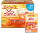 Emergen-C 1000 Vitamin mg C Toz Daily Immune Support Caffeine Free Vitamin C Supplements with çinko Manga and Electrolytes, Super Orange Flavor - 30 Count