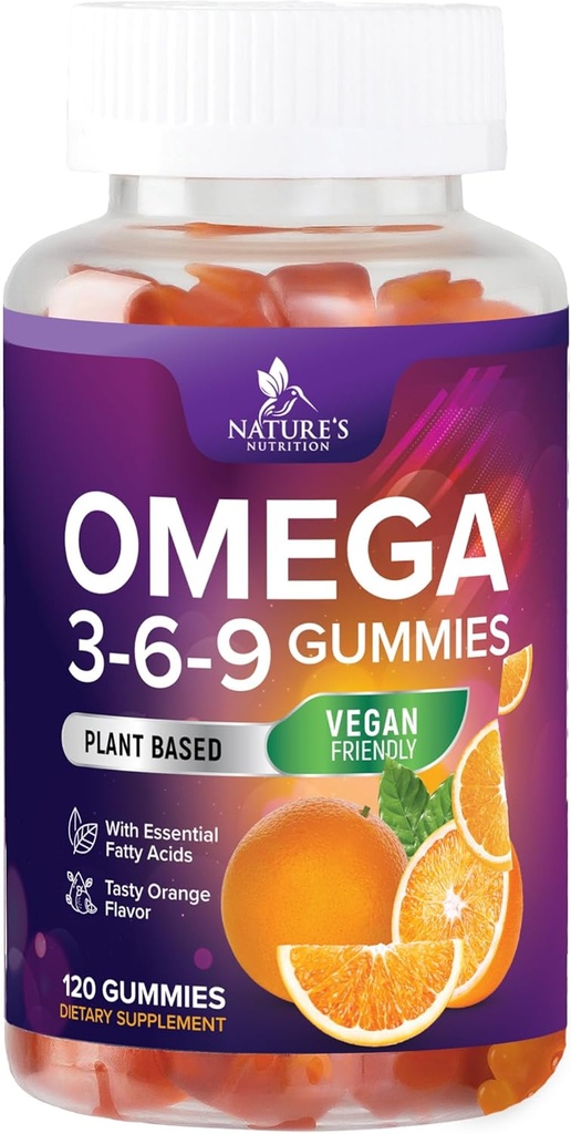 Ωμέγα 369 Gummies - Vegan Triple Omega 3 συμπλήρωμα Gummy - Απαραίτητα λιπαρά οξέα Oil 3 6 9 Σύμπλεξη υποστήριξη καρδιάς και τον εγκέφαλο για τις γυναίκες, τους άνδρες και την εγκυμοσύνη, ψάρια δωρεάν μη-GMO, πορτοκάλι - 120 Gummies