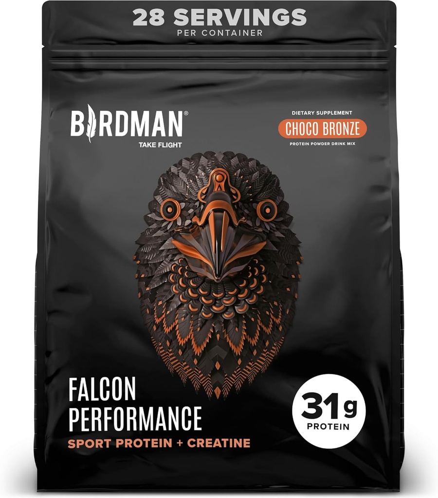 Birdman Falcon Performansı Vegan Protein Toz, 31g protein, 5g Kretine, 5g BCAA, Probiyotikler, Electrolytes, Pre Workout, Low Carb, Sugar Free & Dairy Free, Plant Based Protein, 28 hizmetkar