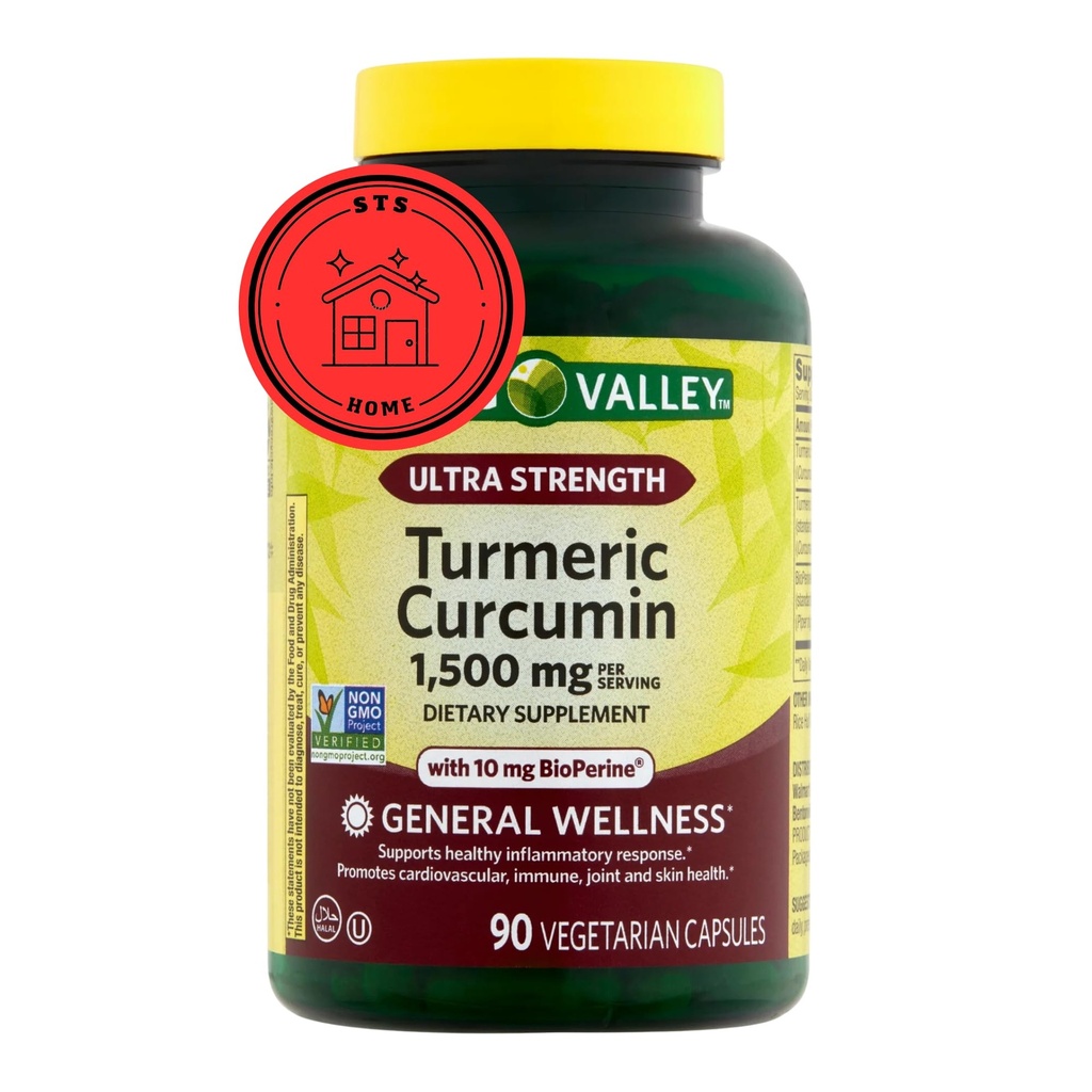 Spring Valley Turmeric Supplement | Turmeric Curcumin Supplement, Ultra Strength 1,500 mg, 90 Count + STS Style.
