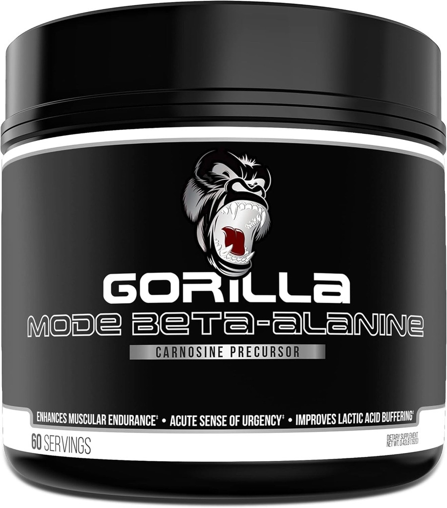 Gorilla Mind Beta-Alanine Carnosine Precursor,Enhanced Muscular Endurance, 3.2 Alanlarda Grams
