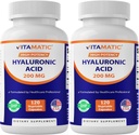 Vitamatic 2 Pack Hyaluronic Acid Supplements 200 mg - Sağlıklı Doku ve Ortakları Destek - Genç Sağlıklı Cilt - Toplam 240 Capsules