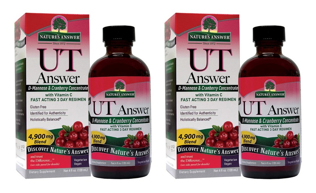 Doğanın Cevap Urinary Tract Health | Hızlı Üç Gün Regimen | Cranberry Flavor Diyeter Supplement | Alkol Özgür, Gluten-Free, Hayvanlar ve Vegan 4oz (2 Paket) Test Edilmedi