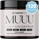 Optimal Prime - MUUU Bovine Colostrum Supplement ve Superfood Toz Gut Health, Bloating, Immune Support, Hair, Skin, and Nails Unflavored, 120 Hizmet
