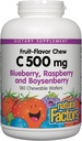Doğal Faktörler, Çocuklar C 500 mg, Destekler Immune Health, Bones, Teeth and Gums, Blueberry, Raspberry and Boysenberry, 180 (kahkadar ve Boysenberry)