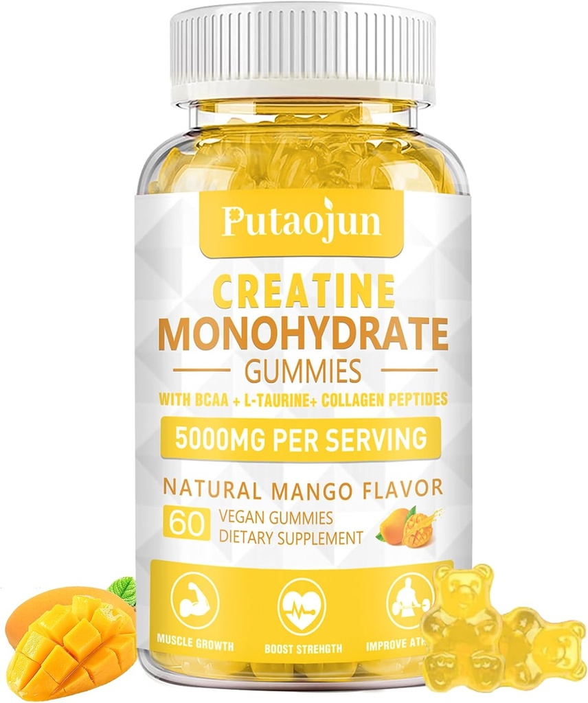D3 & B12 Vitaminleri ile Kretine Monohidrat | Sugar-Free Hydrolyzed Collagen & Kretine Gummies | 60 Kont