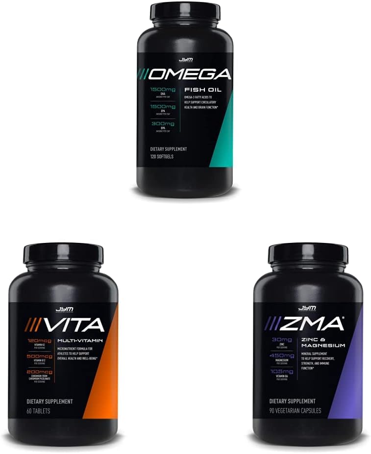 JYM Supplement Science Omega JYM Fish Oil + Vita JYM Sports Multivitamin & Mineral Desteği ZMA