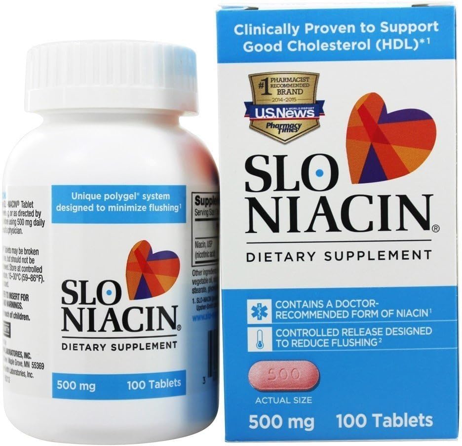 Slo-Niacin B3 500 Mg - Yavaş Salı Niacin for Heart Health, Energy Boost, Health Skin, Health Blood Sugar Levels - 100 Capsules