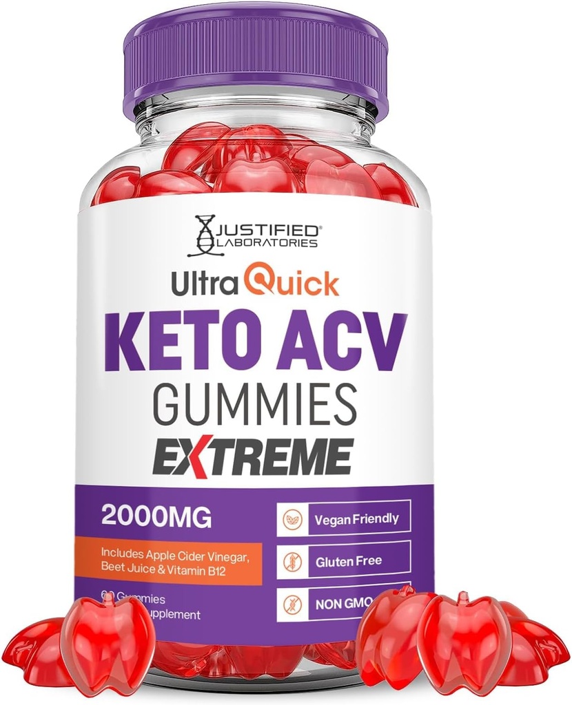 Sadece Laboratuvarlar Ultra Quick Keto ACV Gummies Extreme 2000MG Ultraquick Keto Gummies Apple Cider Vinegar Formulated with Pomegranate Beet Juice B12 Vegan Sigara 60 Gummys
