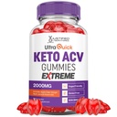 Ultra Quick Keto ACV Gummies Extreme 2000MG Ultraquick Keto Gummies Apple Cider Vinegar Formed with Pomegranate Beet Buice Powder B12 Vegan Non GMO 60 Gummys