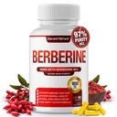 Berberine Supplement 1800 mg - Premium Berberine HCl % 97 Yüksek boy, Destekler Immune System, High Potency Hydrochloride & Extract, Activates AMPK & GLP-1, Non-GMO Vegan, Erkekler için 90 Capsules
