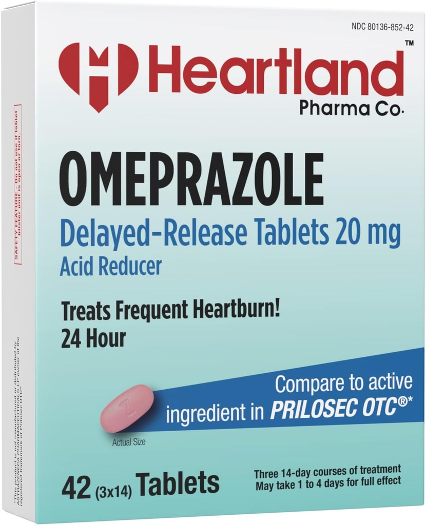 | Omeprazole 20mg | Kalpburnu Yardımı | Gecikmiş Saldırma Tableti | Asit Reflux için Antacid Tabletler | 42 Kont | 5Pack