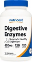 Nutricost Digestive Enzymes 620mg, 120 Κάψουλες - Πλήρης Digestive Enzyme Συμπλήρωμα