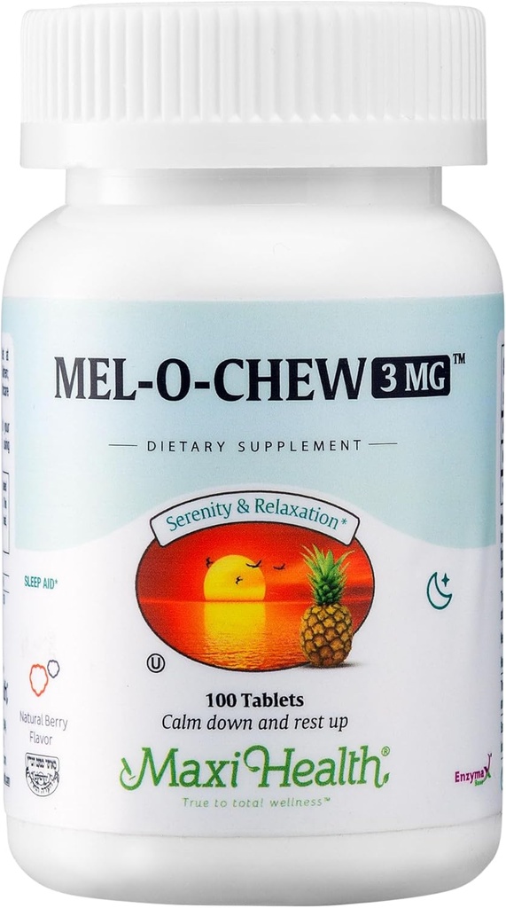 Maxi Health – Melatonin 3 mg Yetişkinler ve Gençler için – Doğal Uykuyu Yetişkin & Çocuklar Melatonin ile Destekleyin – Kosher Uyku Desteği Kosher (100 Birimler)