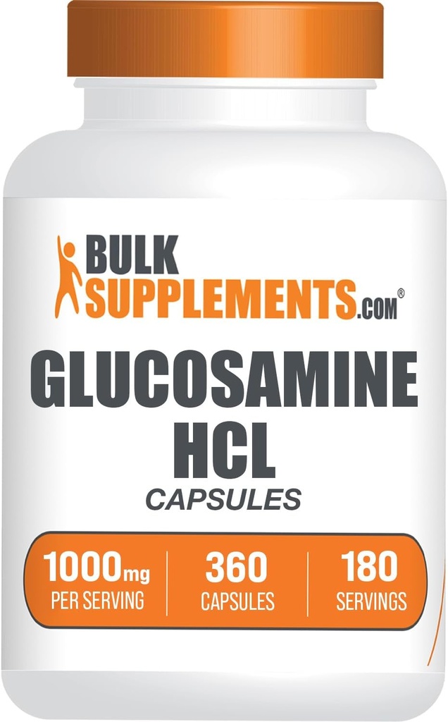 BulkSupplements.com Κάψουλες HCl γλυκοζαμίνης - Συμπλήρωμα γλυκοζαμίνης, Συμπλήρωμα διατροφής - Χωρίς γλουτένη, 2 κάψουλες ανά υπηρεσία, 360 Count (πακέτο του 1)