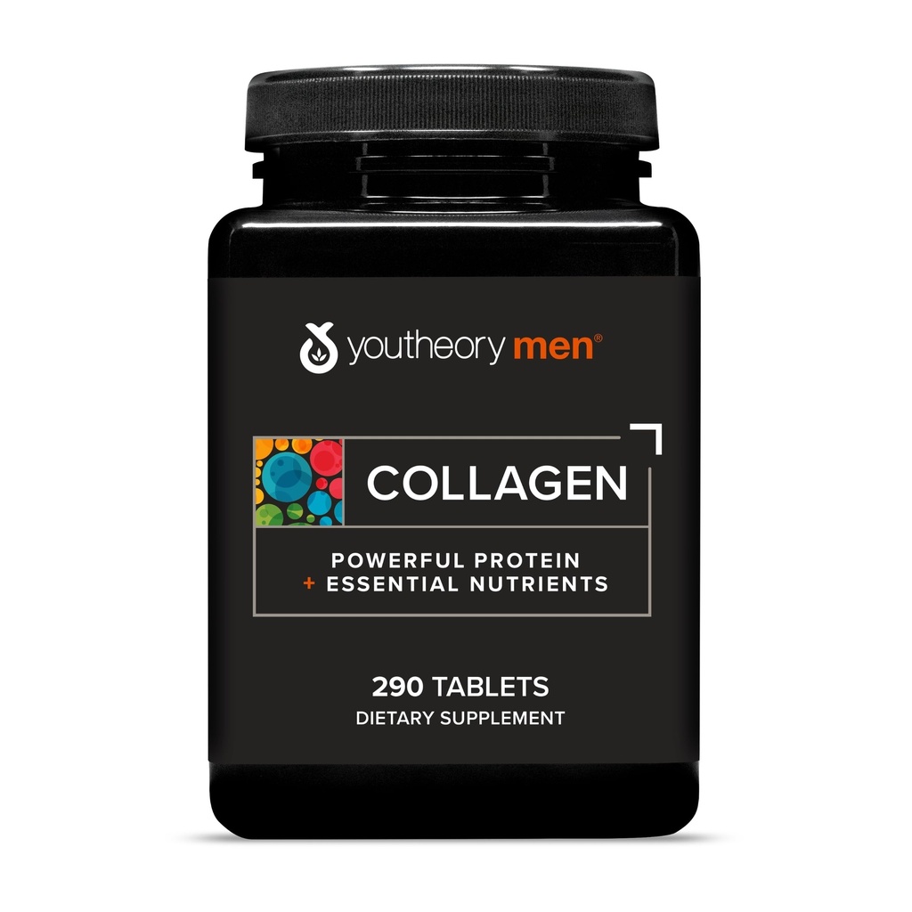 Youtheory Men's Collagen - 5.000 mg - Daily Collagen Supplement for Men - 18 Amino Asits - Ortak, Bone, Muscle, Hair growth, Nail & Skin Support* - 290 Tablet (48-Day Supply)