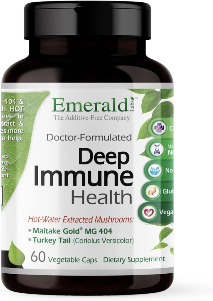 EMERALD LABS Deep Immune Health - Immune Support Supplement with Maitake Gold Mushrooms, Meriva Turmeric & Astragalus Extract - 60 Sebze Capsules (30-Day Supply)