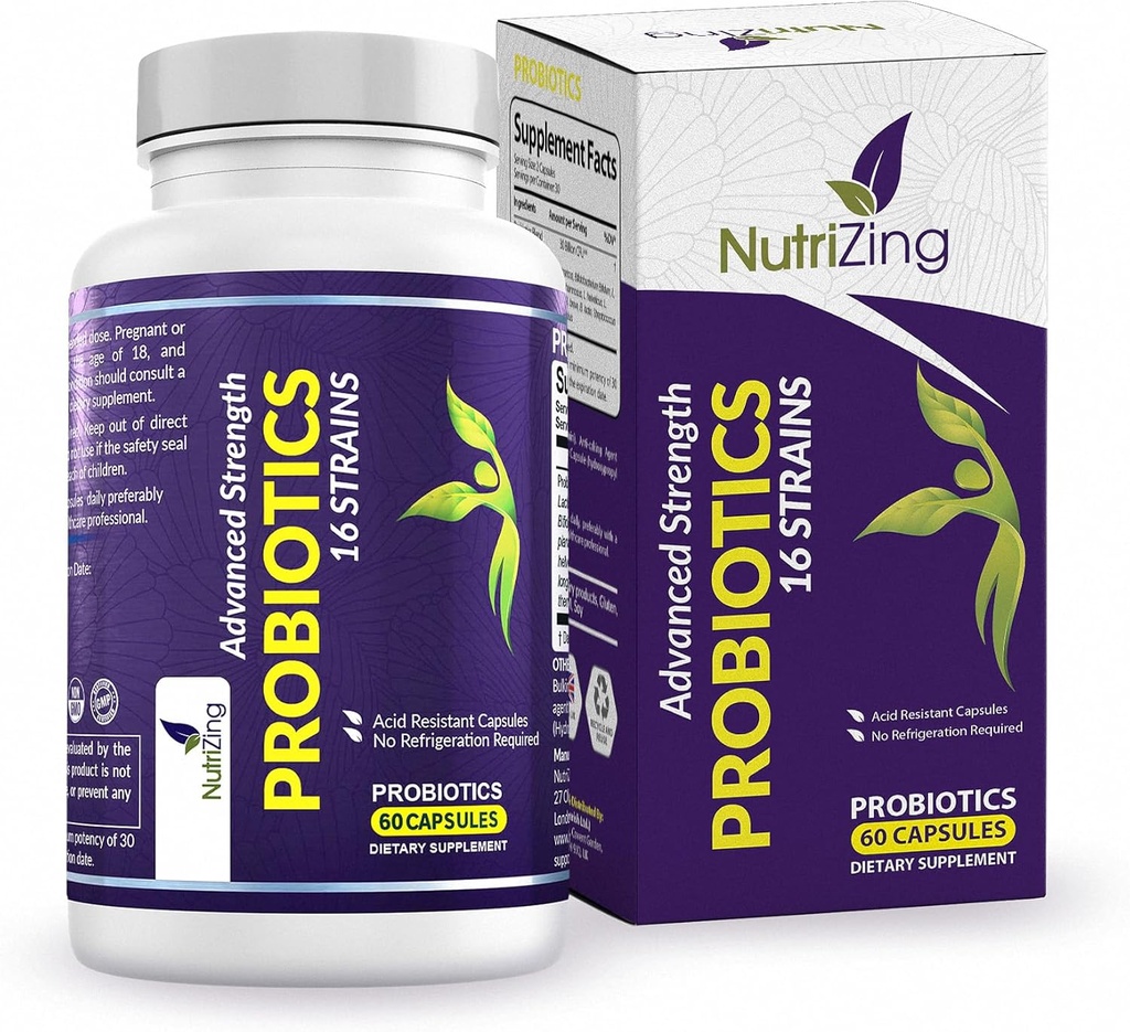 Digestive Health için Vegan Probiyotikleri - 30 Milyar CFU & 16 sus - Bifidobacterium & Lactobacillus Probiyotiks for Men & Women - Gecikmiş Yayın Probiyotik Gut Health Supplemented