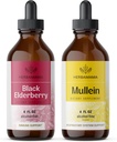 HERBAMAMA Herbal Liquid Drops Kit - Black Elderberry Extract and Mullein Leaf Tincture 4 fl oz - Vegan, Non-GMO, Sugar & Alkol-Free - 2 Pack