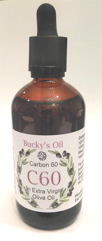 C60 - 120ml Extra Virgin Olive Oil with 100mg Carbon 60 99.95% in solution.