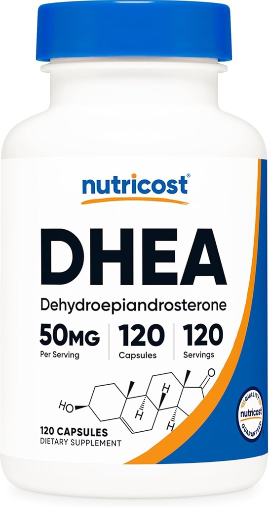 Nutricost DHEA 50 mg, 120 Capsules - Gluten Free, Soy Free, Non-GMO, Supplement