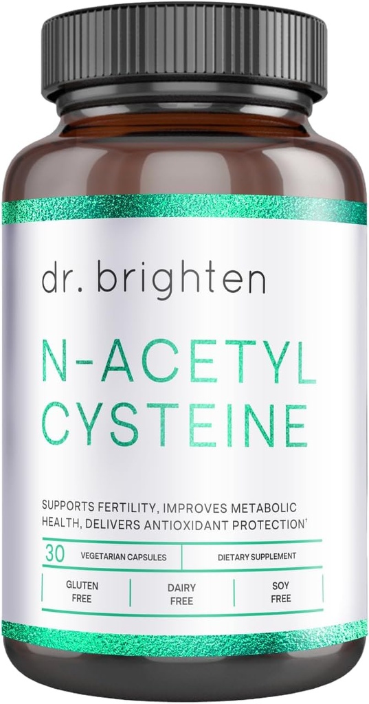 Dr. Brighten N-Acetyl-Cysteine (NAC) — Ισχυρή γλουταθειόνη Συμπλήρωμα προκαταβολικού Amino Acid για Βέλτιστη Αποτοξίνωση, Ανοσοποιητική Λειτουργία και PCOS — 30 Κάψουλες