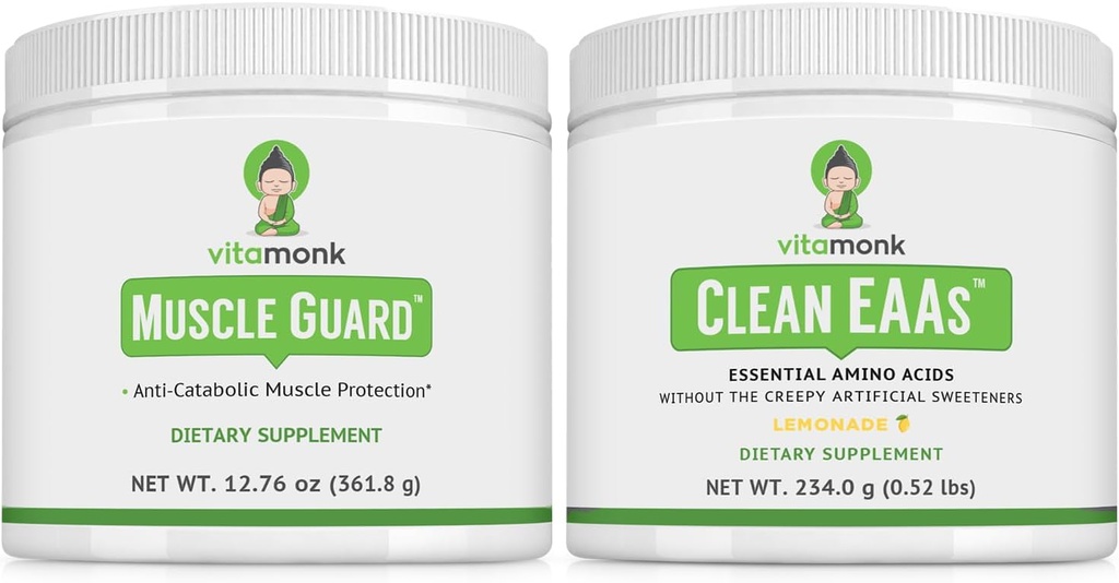 VitaMonk Kas Guard & Clean EAA Sche, HMB, EAAs, Vitamin D, Magnezyum, 9 Temel Amino Asitler Kas Büyüme, Kurtarma ve Performans, Limonade Flavor, Yapay Tatlıcılar