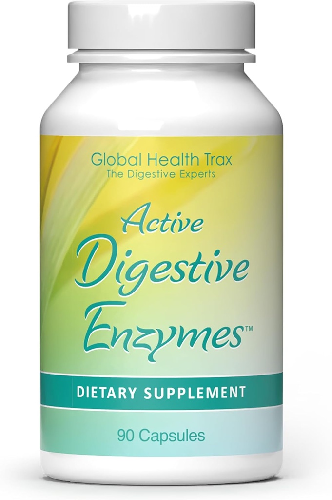 Global Health Trax - Active Digestive Enzymes Supplement, 90 Capsules - Enzymes ile Sağlıklı Digestion for Men and Women