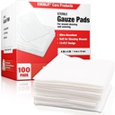EVERLIT [Extra-Thick] 4'x4' Sterile Gauze Pad 12Ply, 100 Pack, Bireysel yuvarlandı, Ultra Absorbent Large Non-Woven Medical Gauze Sponges for Yara Care Home First Aid Kit