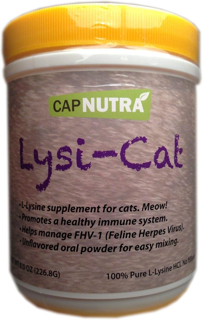 Lysi-Cat Lysine Supplement for Cats, 8 oz. Canister, 500 Hizmet, Sağlıklı Immune System, Free Scoop dahil!