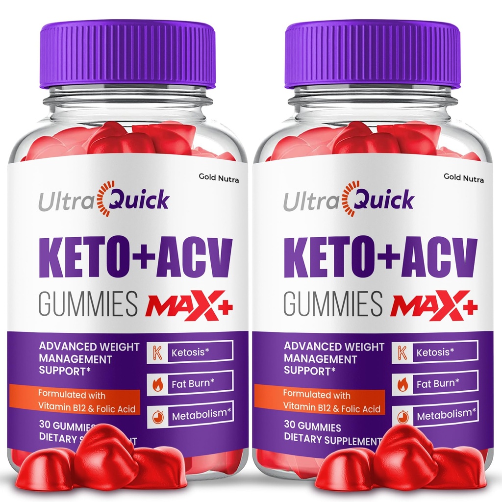 (2 Pack) UltraQuick Max+ ACV Gummies, Yüksek Potency, Resmi Ultra Hızlı Max+ Gummies, 2X Güçlü Apple Cider Vinegar Gummy, 2 Ay Supply