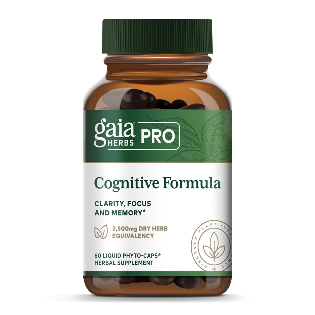 GAIA HERBS PRO Cognitive Formula - Brain Health & Blood Flow Support Supplement* - Circulation Support Supplement* with Fo-TI Root, Ginkgo Leaf, & Gotu Kola Leaf - 60 Liquid Phyto-Caps (30 hizmet)