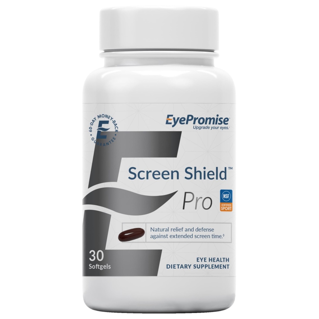 EyePromise Screen Shield Eye Vitamin - 30-Count, 30-Day Supply - Eye Supplement with Omega 3s, Zeaxanthin, Lutein, Bilberry, çinko & Vitamins for Tired, Strained Eyes