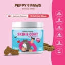 Cats için Skin & Coat Chews - 90 Soft Chews | Salmon Flavor | Omega 3, Vitaminler & Biotin Supplement | Destekler Shiny Coat, Cat Dandruff & Anti Allergy Yardım için |
