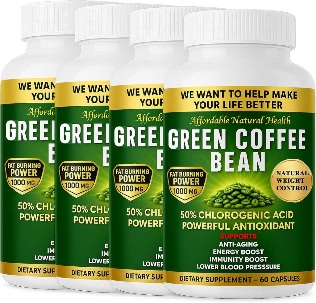Green Coffee Bean Extract, 100% Pure Green Coffee Bean Capsules,% 50 klorojenik asit, 10.000 mg Güçlü, 240 Capsules, 8 Ay Supply, Non-GMO ve Gluten Ücretsiz, Geleneksel Herbal Supplement