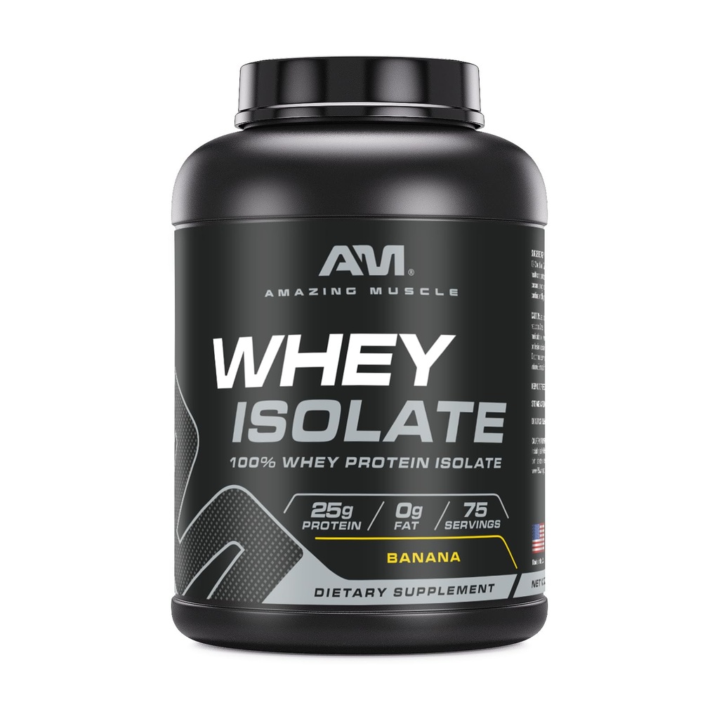 Amazing Muscle Whey proteini Isolate Toz | 25 Grams proteini | 100 Whey Isolate | Zero Fat | ABD'de Yapıldı (5 Lb, Banana)