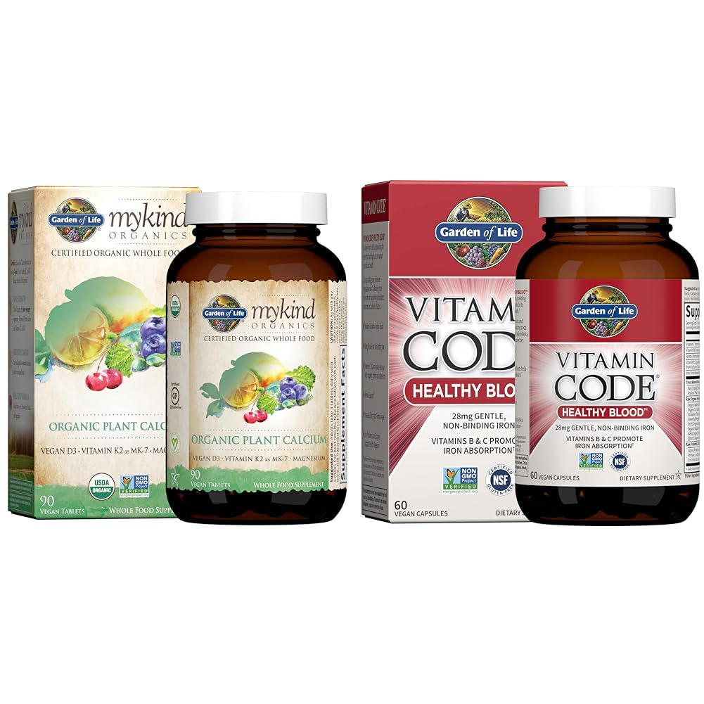 Life Organics Plantuba bahçe, D3 & K2 MK7 Plus Aemia Support için 28 mg Iron ile Sağlıklı Kan